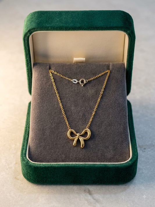 Minimalist Golden Bow Pendant Necklace for Women | Luxury Anti-Tarnish Chain Jewelry