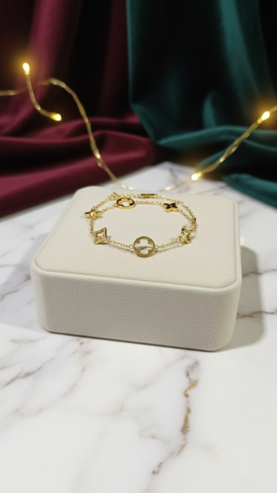 Minimalist Multi-Charm Gold Chain Bracelet – Stainless Steel