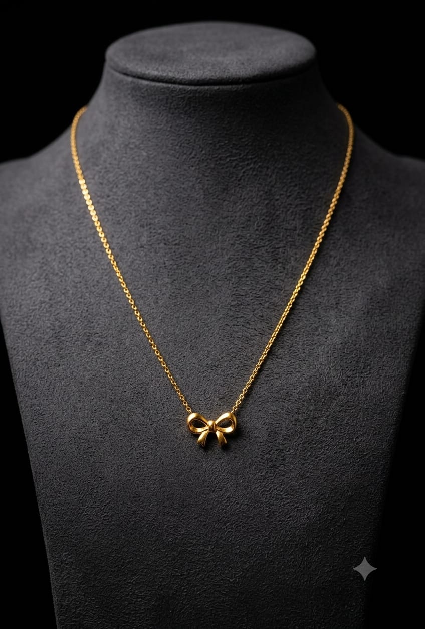 Minimalist Golden Bow Pendant Necklace for Women | Luxury Anti-Tarnish Chain Jewelry