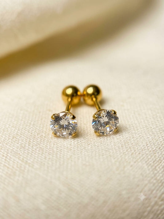 5mm Single Gold Cubic Zirconia Barbell Stud Earring – Anti-Tarnish
