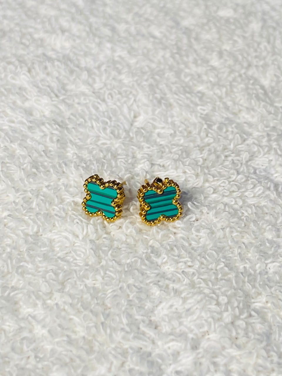 18K Gold Plated Anti-Tarnish Clover Stud Earrings (1 Year Color Guarantee)