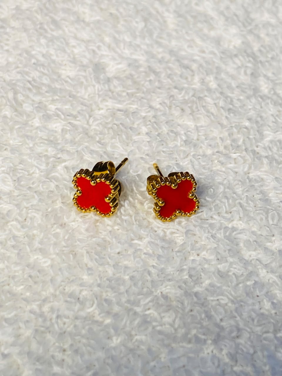 18K Gold Plated Anti-Tarnish Clover Stud Earrings (1 Year Color Guarantee)