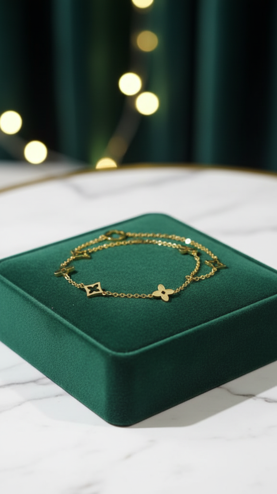 Minimalist Multi-Charm Gold Chain Bracelet – Stainless Steel